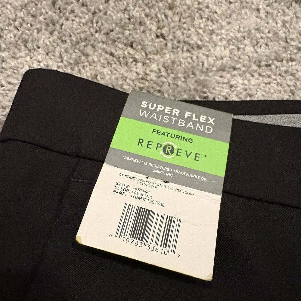 NEW HAGGARD MEN'S SUPER FLEX WAIST BAND GOLF / DRESS PANTS BLACK 38x30 HD70008
